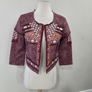 Guess Mauve Embellished Cropped Jacket